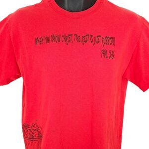 Christian T Shirt Mens Size Medium Red When You Know Jesus Christ Bible Verse